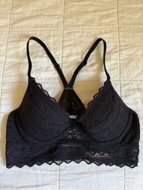 Pink black lace bra XS